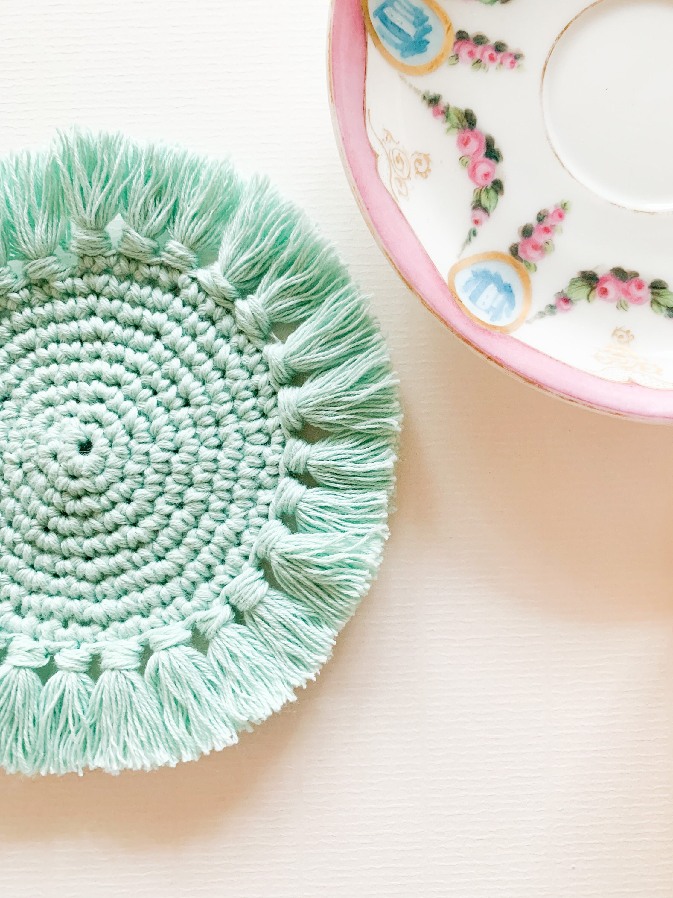 Dessous de verre/dessous de tasse en coton bio (bleu ciel)