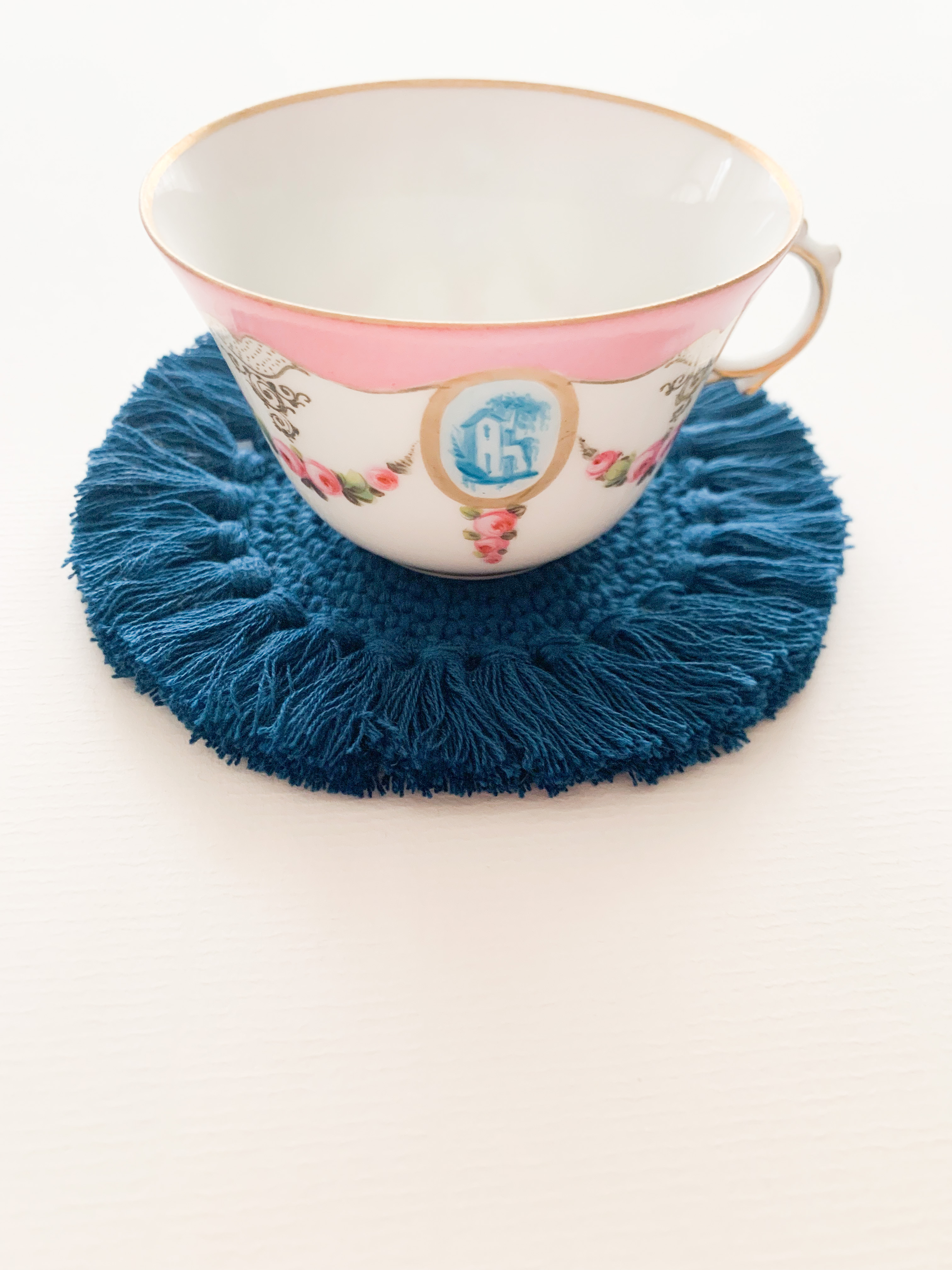 Dessous de verre/dessous de tasse en coton bio (bleu marine)