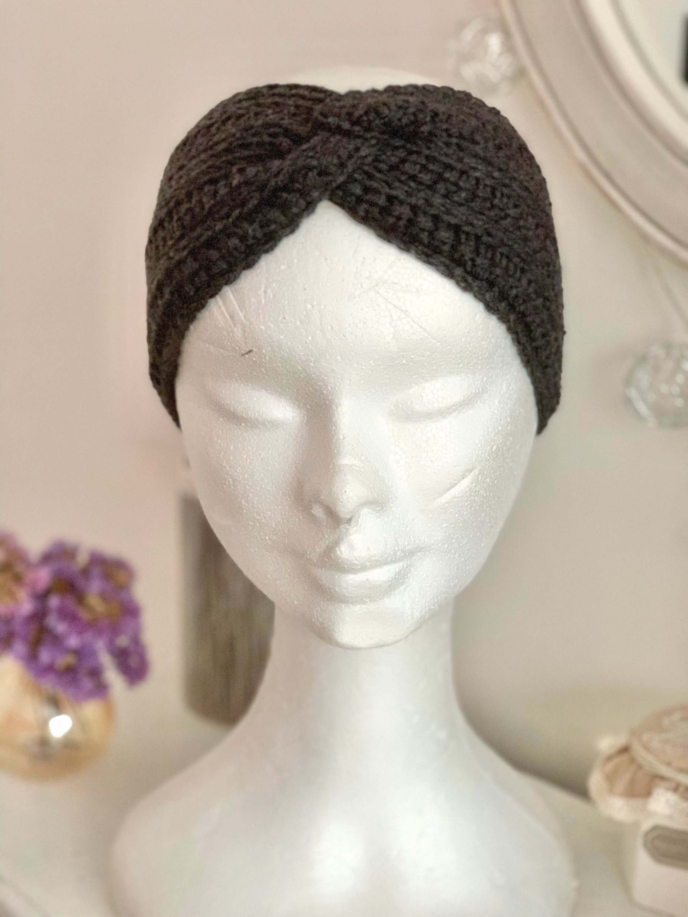 Headband en pure laine gris anthracite